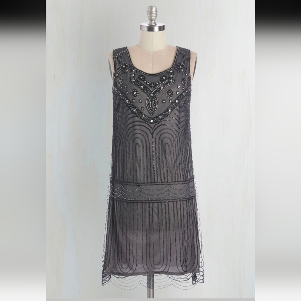 Elegant Black Beaded Dress